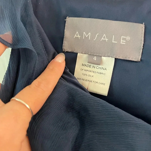 Amsale Bridesmaids Silk Chiffon Ruffle Sleeveless Dress Gown - Picture 7 of 13